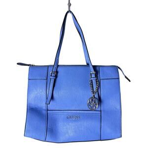 Guess Women’s Blue Shoulder Handbag Large Compartments Bag Charm Accessory